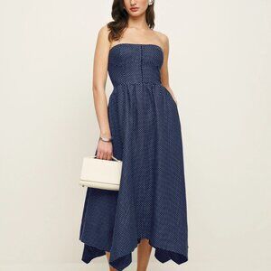 Reformation Blue Linen Strapless Dress Size 0 Never Worn